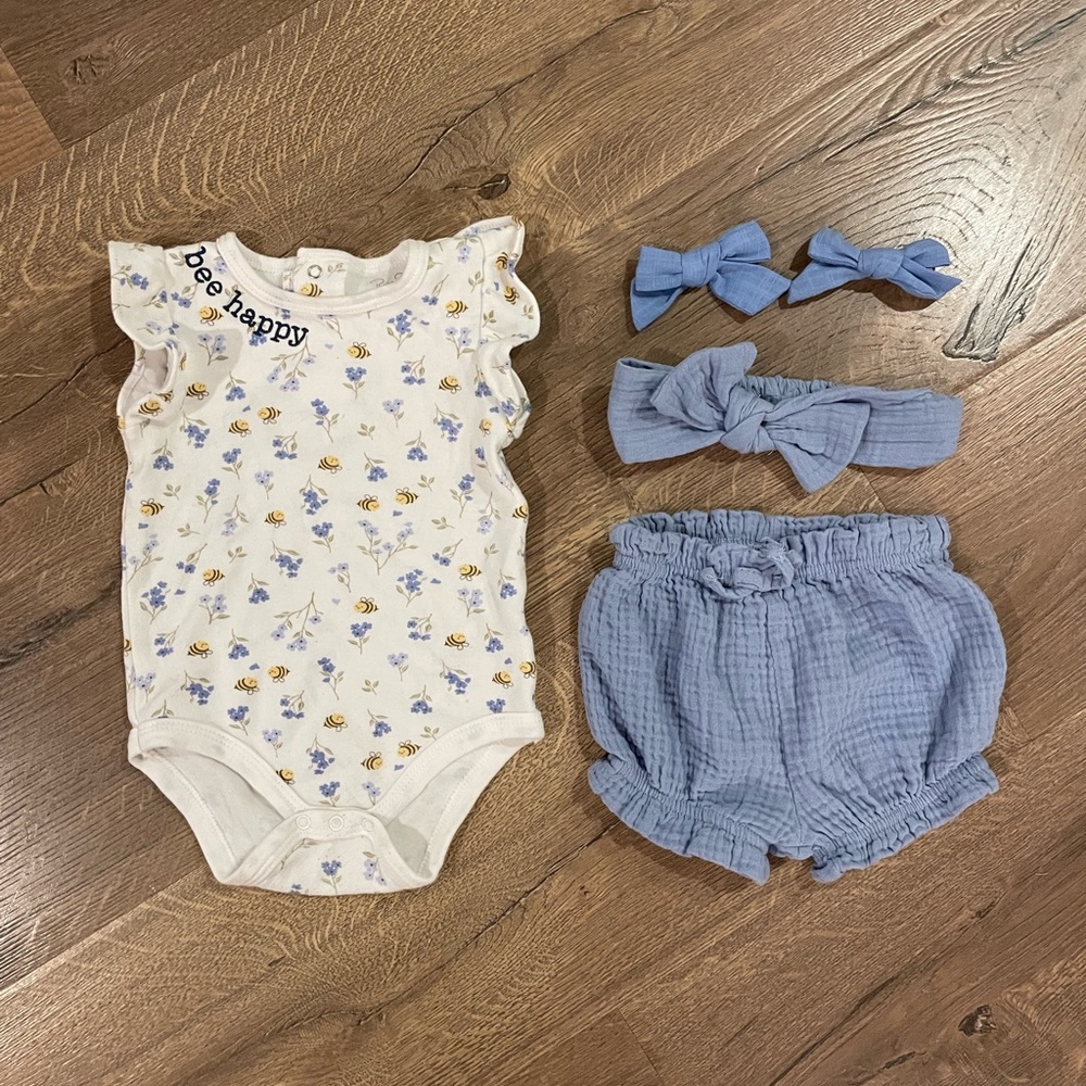 Adorable bee happy matching onesie set!